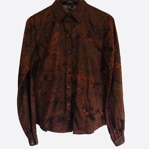 Ralph Lauren Paisley Print Blouse Size Small